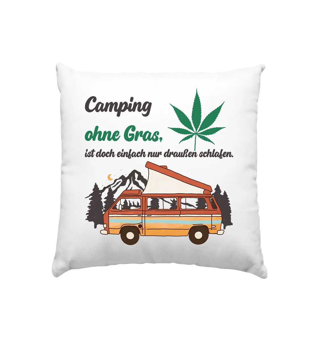 CBD Hexe Kissen - "Camping" - Kissen 40x40cm Weiss satiniert 40x40cm