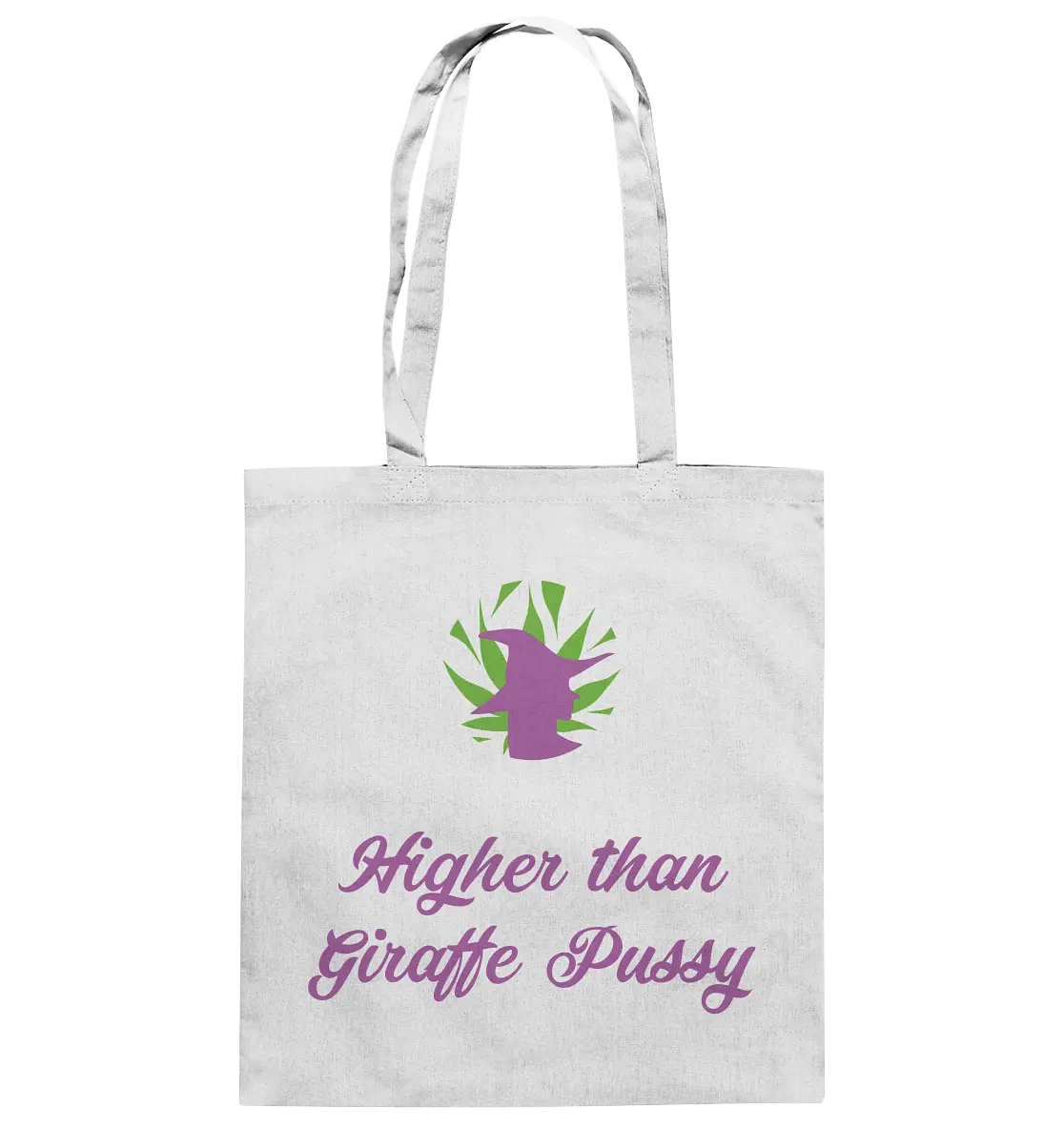 CBD Hexe Tasche "Higher than Giraffe Pussy" - Baumwolltasche White ca. 38x42