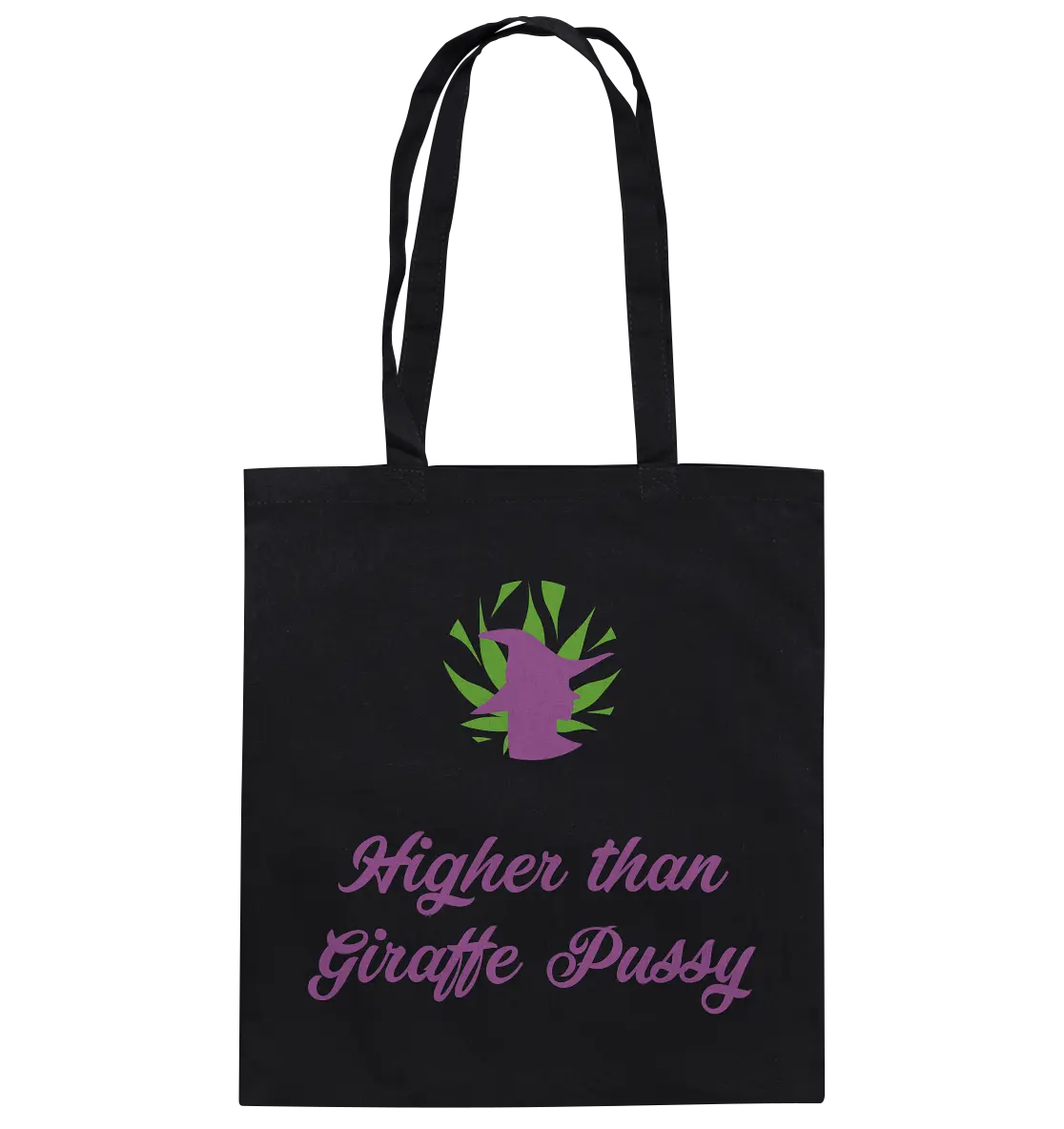CBD Hexe Tasche "Higher than Giraffe Pussy" - Baumwolltasche Black ca. 38x42