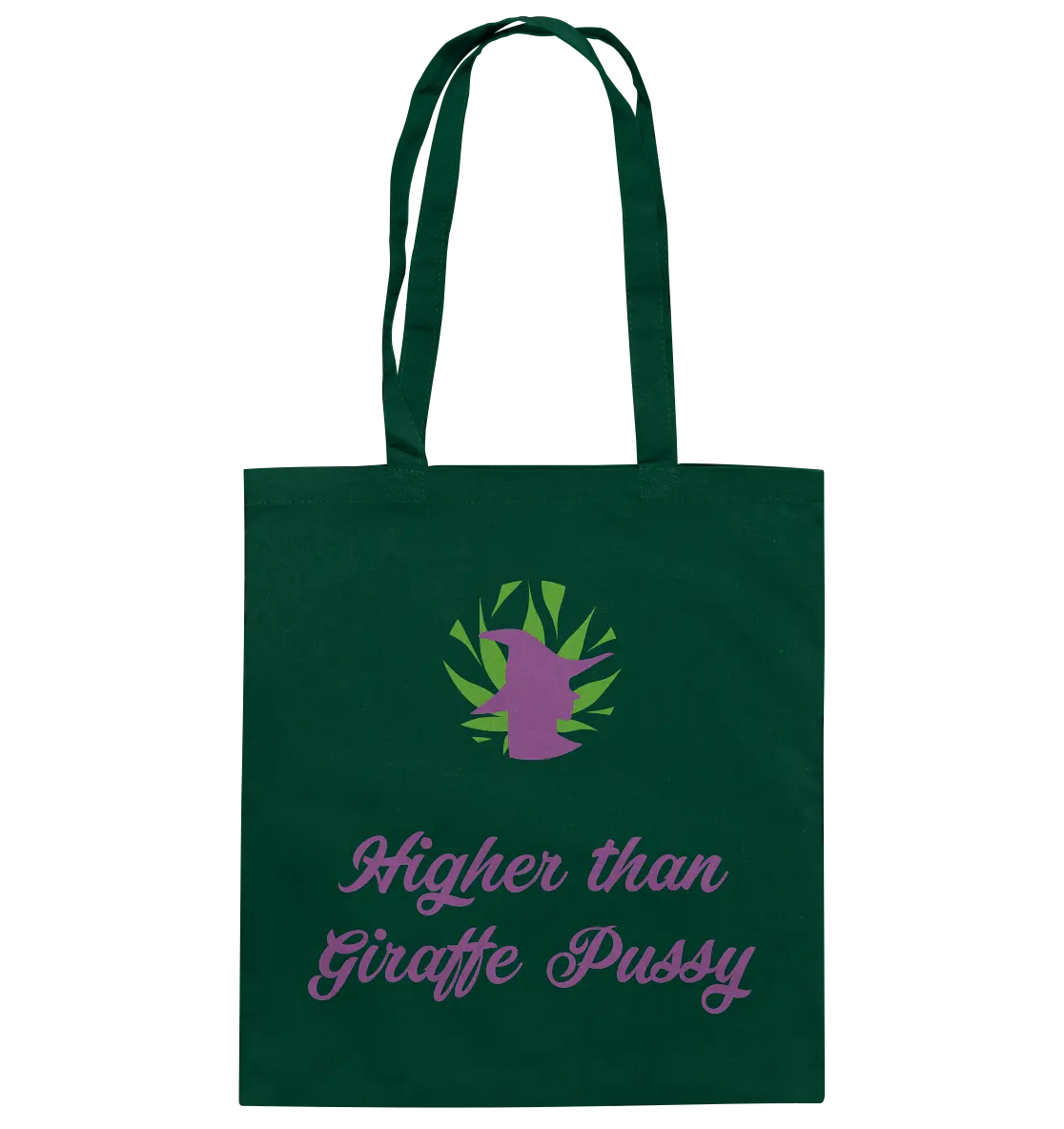 CBD Hexe Tasche "Higher than Giraffe Pussy" - Baumwolltasche Bottle Green ca. 38x42