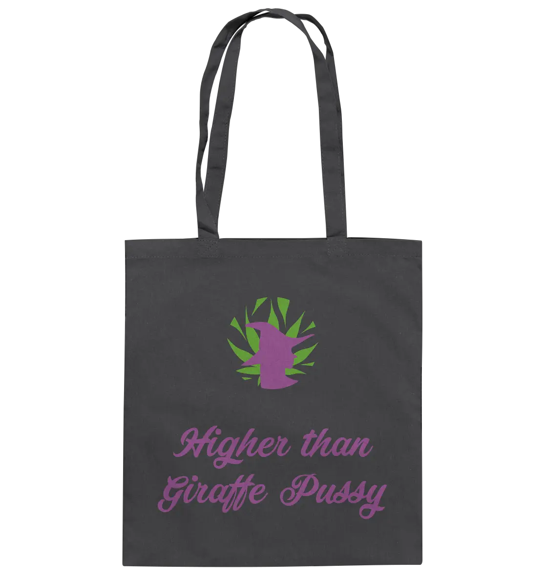 CBD Hexe Tasche "Higher than Giraffe Pussy" - Baumwolltasche Graphite Grey ca. 38x42