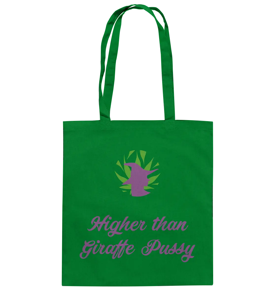 CBD Hexe Tasche "Higher than Giraffe Pussy" - Baumwolltasche Kelly Green ca. 38x42