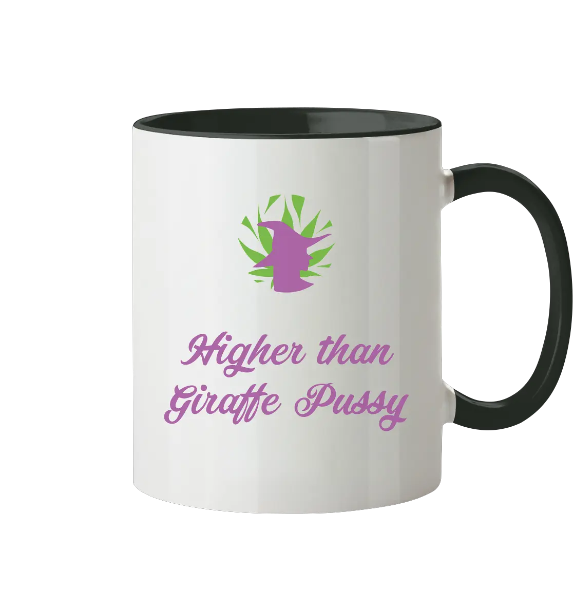 CBD Hexe Tasse "Higher than Giraffe Pussy" - Tasse zweifarbig Black 330ml