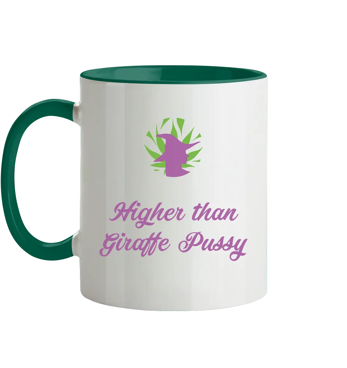 CBD Hexe Tasse "Higher than Giraffe Pussy" - Tasse zweifarbig
