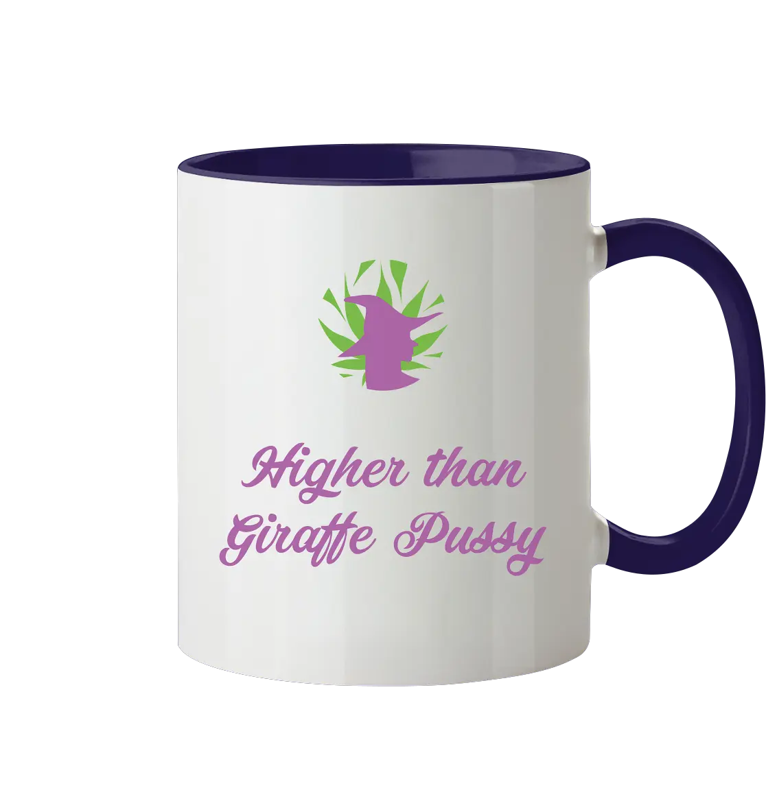 CBD Hexe Tasse "Higher than Giraffe Pussy" - Tasse zweifarbig Kobaltblau 330ml