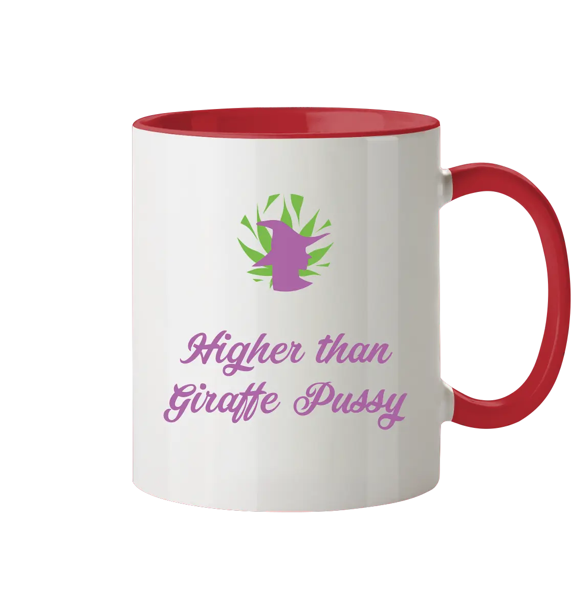 CBD Hexe Tasse "Higher than Giraffe Pussy" - Tasse zweifarbig Rot 330ml