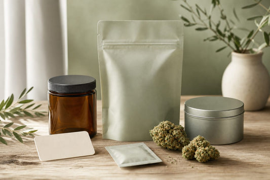 Glas, Pouch und Dose als Behälter für CBD Blüten im Vergleich