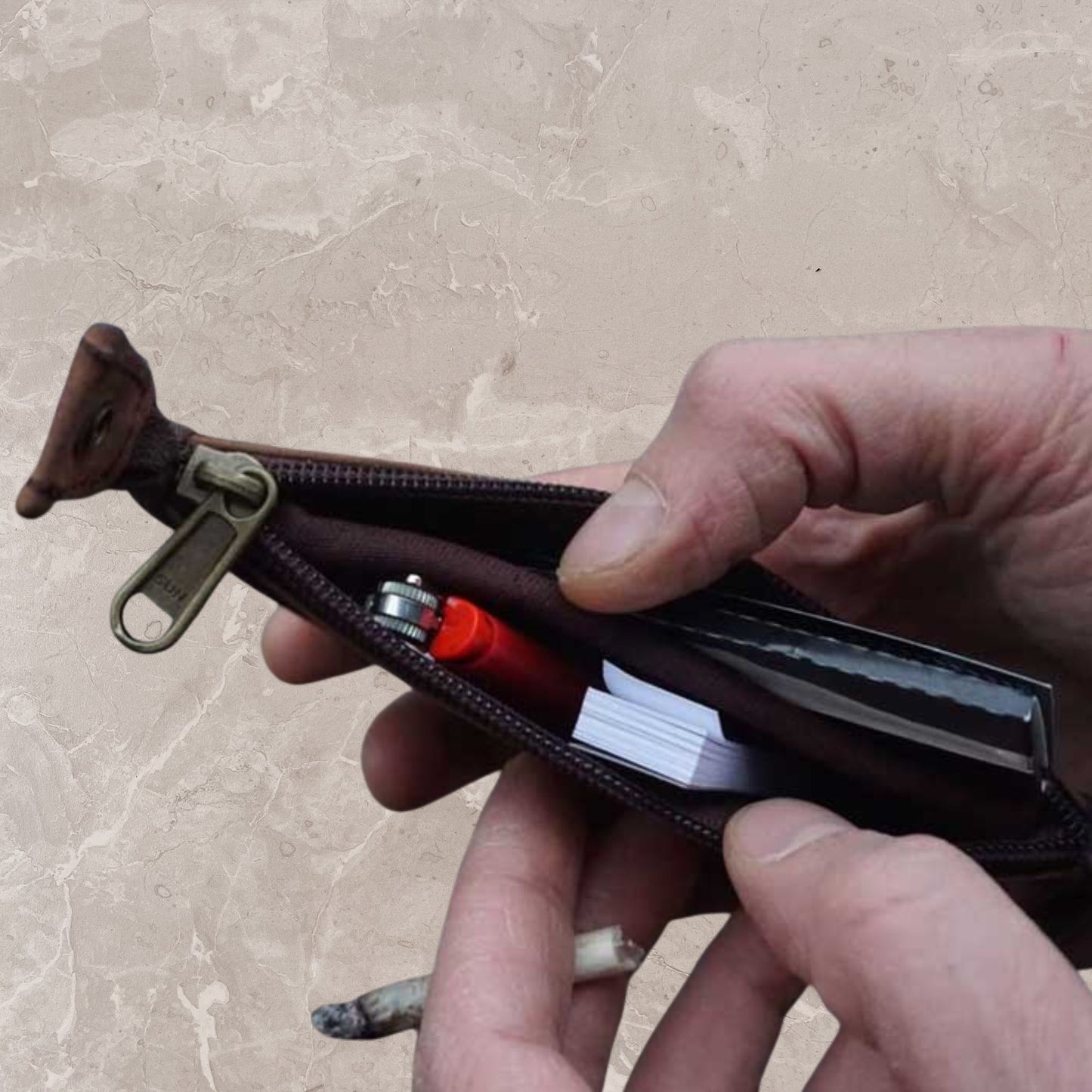 Sonderposten! Pouchz Rauchertasche mattbraun