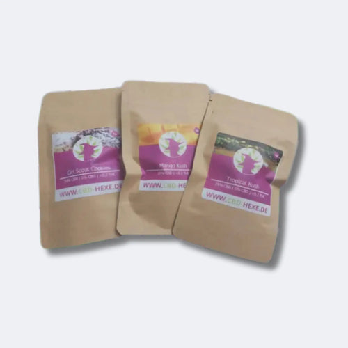 Produktbild von 3 Sorten CBD/CBG/CBN Blüten Testpaket