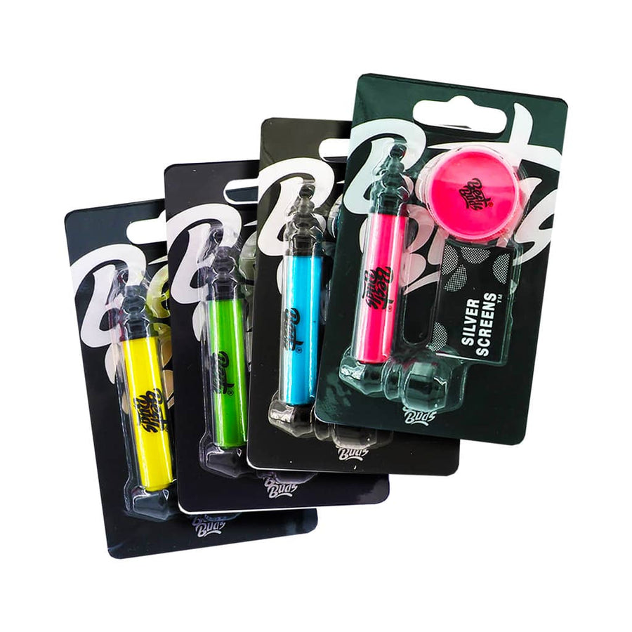 Best Buds Metallpfeife mit Mini Grinder und Screens