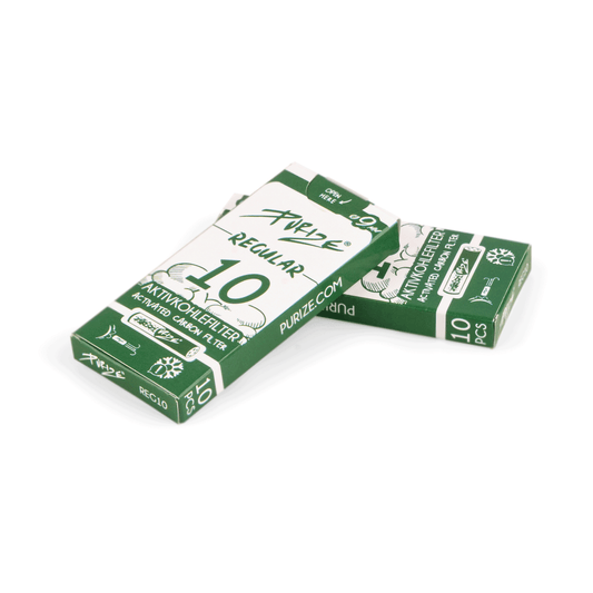 PURIZE Regular Size Aktivkohlefilter 9 mm – Mini Pack, Weiß (VE 20 × 10 Stück)