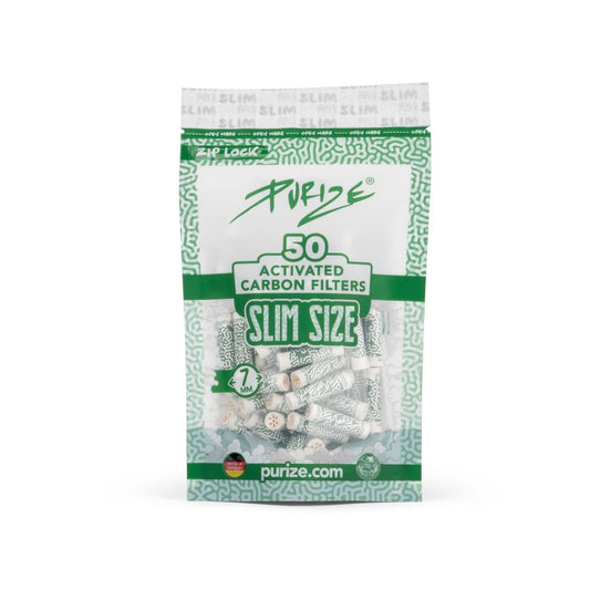 PURIZE® Slim Size Aktivkohlefilter 7 mm – 50 Stück im PE-Beutel